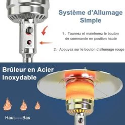 GOPLUS Parasol Chauffant Gaz En Fer,Chauffe-terrasse Etanche,Chauffage Extérieur Vertical Style Classique,Chauffage Gaz Terrasse,Extérieur Pour Jardin,Camping, Barbecue (Noir) 10 GOPLUS Parasol Chauffant Gaz En Fer,Chauffe-terrasse Etanche,Chauffage Extérieur Vertical Style Classique,Chauffage Gaz Terrasse,Extérieur Pour Jardin,Camping, Barbecue (Noir) -Chauffage d'extérieur Soldes 57205528 4