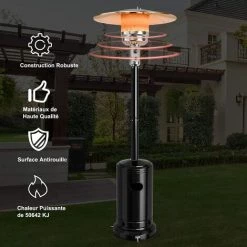 GOPLUS Parasol Chauffant Gaz En Fer,Chauffe-terrasse Etanche,Chauffage Extérieur Vertical Style Classique,Chauffage Gaz Terrasse,Extérieur Pour Jardin,Camping, Barbecue (Noir) 11 GOPLUS Parasol Chauffant Gaz En Fer,Chauffe-terrasse Etanche,Chauffage Extérieur Vertical Style Classique,Chauffage Gaz Terrasse,Extérieur Pour Jardin,Camping, Barbecue (Noir) -Chauffage d'extérieur Soldes 57205528 5