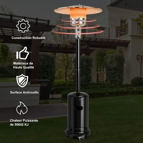 GOPLUS Parasol Chauffant Gaz En Fer,Chauffe-terrasse Etanche,Chauffage Extérieur Vertical Style Classique,Chauffage Gaz Terrasse,Extérieur Pour Jardin,Camping, Barbecue (Noir) 7 GOPLUS Parasol Chauffant Gaz En Fer,Chauffe-terrasse Etanche,Chauffage Extérieur Vertical Style Classique,Chauffage Gaz Terrasse,Extérieur Pour Jardin,Camping, Barbecue (Noir) – Image 5