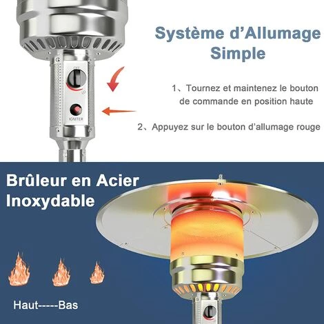 GOPLUS Parasol Chauffant Gaz En Fer,Chauffe-terrasse Etanche,Chauffage Extérieur Vertical Style Classique,Chauffage Gaz Terrasse,Extérieur Pour Jardin,Camping, Barbecue (Gris) 5 GOPLUS Parasol Chauffant Gaz En Fer,Chauffe-terrasse Etanche,Chauffage Extérieur Vertical Style Classique,Chauffage Gaz Terrasse,Extérieur Pour Jardin,Camping, Barbecue (Gris) – Image 3