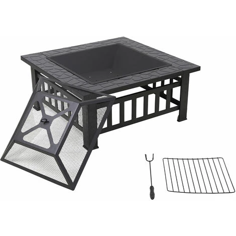 RED DECO Brasero Barbecue Extérieur FUJI Noir Acier 81x81cm - Noir 3 RED DECO Brasero Barbecue Extérieur FUJI Noir Acier 81x81cm - Noir