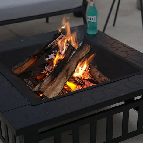 RED DECO Brasero Barbecue Extérieur FUJI Noir Acier 81x81cm - Noir 5 RED DECO Brasero Barbecue Extérieur FUJI Noir Acier 81x81cm - Noir – Image 3