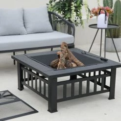 RED DECO Brasero Barbecue Extérieur FUJI Noir Acier 81x81cm - Noir 10 RED DECO Brasero Barbecue Extérieur FUJI Noir Acier 81x81cm - Noir -Chauffage d'extérieur Soldes 57499630 4