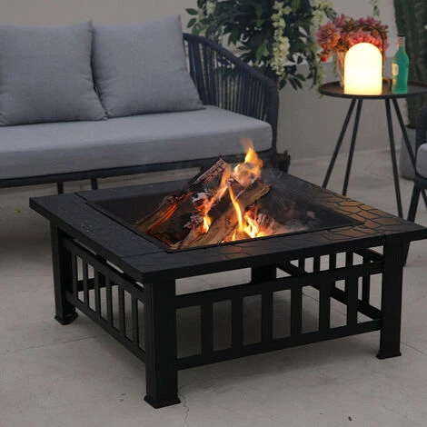 RED DECO Brasero Barbecue Extérieur FUJI Noir Acier 81x81cm - Noir 7 RED DECO Brasero Barbecue Extérieur FUJI Noir Acier 81x81cm - Noir – Image 5