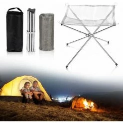 SWANEW Foyer Corbeilles Et Bacs à Feu Filet En Acier Inoxydable Patio Corbeilles à Feu Bac à Feu Extérieur Pliable Extérieur 42cm X 42cm - Argent