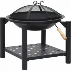 TRUE DEAL Foyer Avec Tisonnier 54x54x55 Cm Acier -Chauffage d'extérieur Soldes 57831492 2