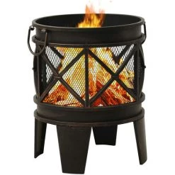 TRUE DEAL Foyer Rustique Avec Tisonnier Φ42x54 Cm Acier -Chauffage d'extérieur Soldes 57845050 3