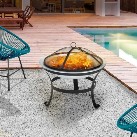 IDMARKET Braséro Extérieur Rond DJERBA En Acier 56 CM Avec Tisonnier Cheminée De Terrasse 6 IDMARKET Braséro Extérieur Rond DJERBA En Acier 56 CM Avec Tisonnier Cheminée De Terrasse – Image 4