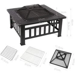 BAMNY Brasero Pour Jardin Terrasses BBQ Brasero Ménager Barbecue Pour Fête Et Foyer 81 * 81 * 44cm En Acier Noir Poêle Chauffant Brasero Foyer Four Carré (Brasero) 8 BAMNY Brasero Pour Jardin Terrasses BBQ Brasero Ménager Barbecue Pour Fête Et Foyer 81 * 81 * 44cm En Acier Noir Poêle Chauffant Brasero Foyer Four Carré (Brasero) -Chauffage d'extérieur Soldes 58068917 2