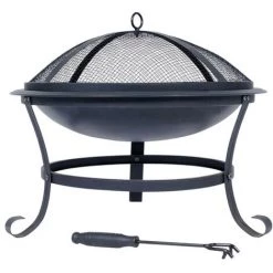 INLIFE RedFire Bol à Feu Atlanta Noir Acier 51 Cm 85014