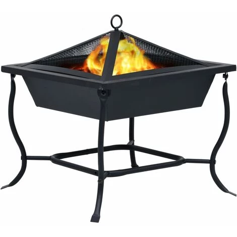 INLIFE Foyer Noir 45x45x45 Cm Acier 3 INLIFE Foyer Noir 45x45x45 Cm Acier