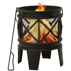 INLIFE Foyer Rustique Avec Tisonnier Φ42x54 Cm Acier -Chauffage d'extérieur Soldes 58276161 2