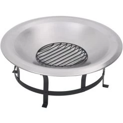 INLIFE Foyer Extérieur Avec Gril En Acier Inoxydable 76 Cm -Chauffage d'extérieur Soldes 58276337 4