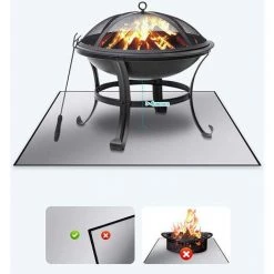 BENOBBY KIDS Tapis De Feu Carré De 99,1 Cm De Long Et De Largeur, Tapis Ambre Pour Brasier Extérieur, Feu De Barbecue 3 Couches Résistant Au Feu Pour La Protection De La Terrasse Et De La Cour, Tapis De Feu Extérieur Au Gaz Propane.