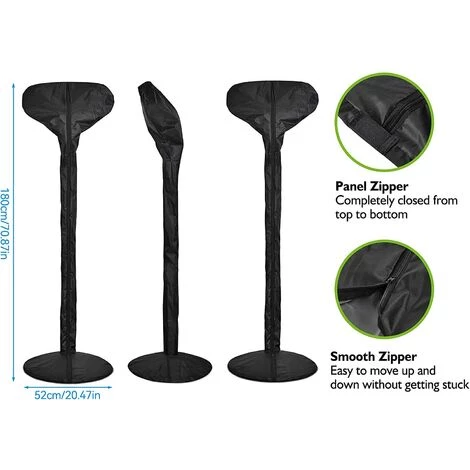 TINOR Couverture Chauffage Patio(180x52 Cm), 210d Housse Parasol Chauffant Oxford ImperméAble, Bache De Protection Pour Chauffage Terrasse Gaz De ExtéRieur Anti-PoussièRe/Vent 4 TINOR Couverture Chauffage Patio(180x52 Cm), 210d Housse Parasol Chauffant Oxford ImperméAble, Bache De Protection Pour Chauffage Terrasse Gaz De ExtéRieur Anti-PoussièRe/Vent – Image 2