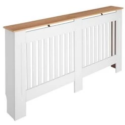 GRID COOL Couverture De Radiateur à Rayures Verticales En Panneau MDF E1 Ventilé De Conception Traditionnelle Simple Blanc L