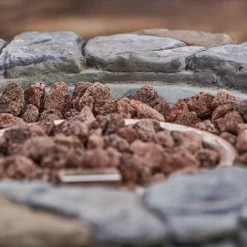 Braséro De Jardin à Gaz Chauffage Extérieur Effet Pierre Foyer 71 Cm Housse De Protection Roches De Lave Teamson Home HF09501AA-EU - Gris -Chauffage d'extérieur Soldes 58376326 2