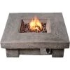 Braséro De Jardin à Gaz Chauffage Extérieur Effet Bois 89 Cm Housse De Protection Roches De Lave Marron Teamson Home HF11501AA-EU - Bois Foncé -Chauffage d'extérieur Soldes 58384604 1