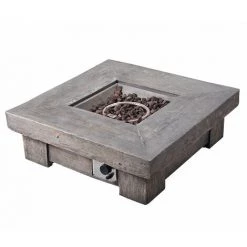 Braséro De Jardin à Gaz Chauffage Extérieur Effet Bois 89 Cm Housse De Protection Roches De Lave Marron Teamson Home HF11501AA-EU - Bois Foncé -Chauffage d'extérieur Soldes 58384604 5