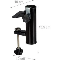 AOUGO Porte-parapluie Pour Garde-corps De Balcon Carré, Taille De Tube 19-38 Mm, Acier, Support, 15,5 Cm, Noir -Chauffage d'extérieur Soldes 58575311 5