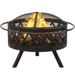 INLIFE Foyer Rustique Avec Tisonnier 76 Cm XXL Acier - Noir -Chauffage d'extérieur Soldes 58692511 3