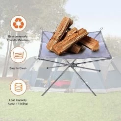 FVBJD Brasero Portable Pour Extérieur,Foyer Portatif,Foyer Extérieur,Foyer De Camping Avec Filet En Acier Inoxydable Enroulable Et Support Détachable Pour Le Camping En Plein Air Barbecue Beach Garden -Chauffage d'extérieur Soldes 58832030 3