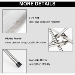 FVBJD Brasero Portable Pour Extérieur,Foyer Portatif,Foyer Extérieur,Foyer De Camping Avec Filet En Acier Inoxydable Enroulable Et Support Détachable Pour Le Camping En Plein Air Barbecue Beach Garden -Chauffage d'extérieur Soldes 58832030 5