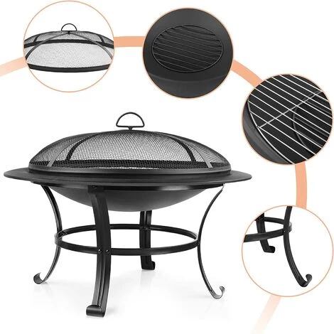 BAMNY Braséro Extérieur, Foyer De Jardin, Brasero De Jardin, Barbecue Grill Extérieur, Avec Poker Et Couvercle De Protection, Sûr Et Stable, Pour Camping, Feu De Camp, Jardin, 76X76X56cm 5 BAMNY Braséro Extérieur, Foyer De Jardin, Brasero De Jardin, Barbecue Grill Extérieur, Avec Poker Et Couvercle De Protection, Sûr Et Stable, Pour Camping, Feu De Camp, Jardin, 76X76X56cm – Image 3