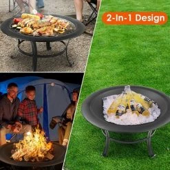 BAMNY Braséro Extérieur, Foyer De Jardin, Brasero De Jardin, Barbecue Grill Extérieur, Avec Poker Et Couvercle De Protection, Sûr Et Stable, Pour Camping, Feu De Camp, Jardin, 76X76X56cm 10 BAMNY Braséro Extérieur, Foyer De Jardin, Brasero De Jardin, Barbecue Grill Extérieur, Avec Poker Et Couvercle De Protection, Sûr Et Stable, Pour Camping, Feu De Camp, Jardin, 76X76X56cm -Chauffage d'extérieur Soldes 58832333 4