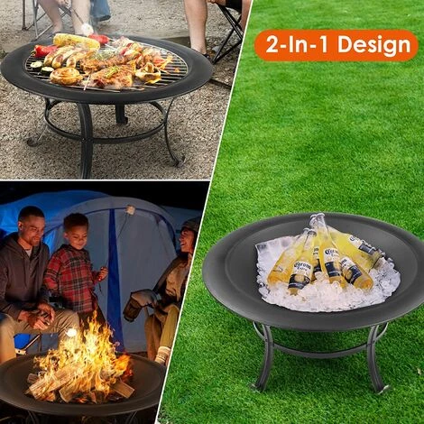 BAMNY Braséro Extérieur, Foyer De Jardin, Brasero De Jardin, Barbecue Grill Extérieur, Avec Poker Et Couvercle De Protection, Sûr Et Stable, Pour Camping, Feu De Camp, Jardin, 76X76X56cm 6 BAMNY Braséro Extérieur, Foyer De Jardin, Brasero De Jardin, Barbecue Grill Extérieur, Avec Poker Et Couvercle De Protection, Sûr Et Stable, Pour Camping, Feu De Camp, Jardin, 76X76X56cm – Image 4