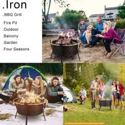 BAMNY Brasero Exterieur Ø 68 Cm, Brasero De Jardin Rond Avec Pare-étincelles Et Tisonnier - Bague Extérieure Anti-brûlure - Pour Camping/Patio/Cour/Fête 11 BAMNY Brasero Exterieur Ø 68 Cm, Brasero De Jardin Rond Avec Pare-étincelles Et Tisonnier - Bague Extérieure Anti-brûlure - Pour Camping/Patio/Cour/Fête -Chauffage d'extérieur Soldes 58832388 5