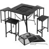BAMNY Table Braséro Extérieur Avec 4 Chaises, Braséro Barbecue, Table De Barbecue Terrasse,Chauffage Foyer De Jardin,avec Grill/Pare-Étincelles/Fourche à Feu/Couvercle Assorti,pour Fete/Patio/Cour -Chauffage d'extérieur Soldes 58832408 1