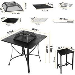 BAMNY Table Braséro Extérieur Avec 4 Chaises, Braséro Barbecue, Table De Barbecue Terrasse,Chauffage Foyer De Jardin,avec Grill/Pare-Étincelles/Fourche à Feu/Couvercle Assorti,pour Fete/Patio/Cour 8 BAMNY Table Braséro Extérieur Avec 4 Chaises, Braséro Barbecue, Table De Barbecue Terrasse,Chauffage Foyer De Jardin,avec Grill/Pare-Étincelles/Fourche à Feu/Couvercle Assorti,pour Fete/Patio/Cour -Chauffage d'extérieur Soldes 58832408 2