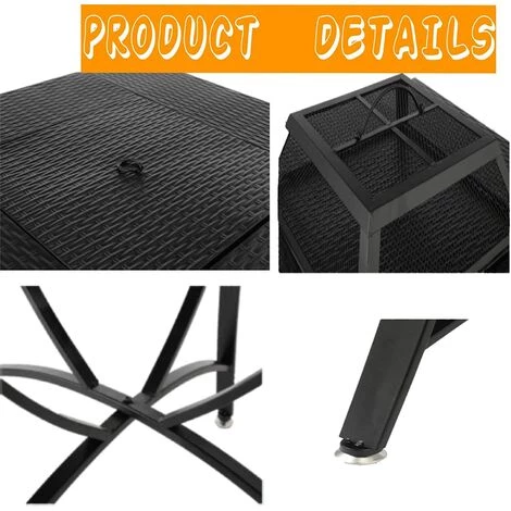 BAMNY Table Braséro Extérieur Avec 4 Chaises, Braséro Barbecue, Table De Barbecue Terrasse,Chauffage Foyer De Jardin,avec Grill/Pare-Étincelles/Fourche à Feu/Couvercle Assorti,pour Fete/Patio/Cour 5 BAMNY Table Braséro Extérieur Avec 4 Chaises, Braséro Barbecue, Table De Barbecue Terrasse,Chauffage Foyer De Jardin,avec Grill/Pare-Étincelles/Fourche à Feu/Couvercle Assorti,pour Fete/Patio/Cour – Image 3
