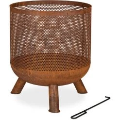 Relaxdays Brasero, Design Maille, Aspect Rouille, Grille De Foyer, Tisonnier, HD : 53 X 44 Cm, Vasque Feu, Acier, Marron 8 Relaxdays Brasero, Design Maille, Aspect Rouille, Grille De Foyer, Tisonnier, HD : 53 X 44 Cm, Vasque Feu, Acier, Marron -Chauffage d'extérieur Soldes 58968410 2