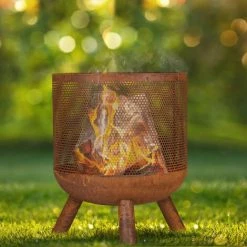 Relaxdays Brasero, Design Maille, Aspect Rouille, Grille De Foyer, Tisonnier, HD : 53 X 44 Cm, Vasque Feu, Acier, Marron 9 Relaxdays Brasero, Design Maille, Aspect Rouille, Grille De Foyer, Tisonnier, HD : 53 X 44 Cm, Vasque Feu, Acier, Marron -Chauffage d'extérieur Soldes 58968410 3