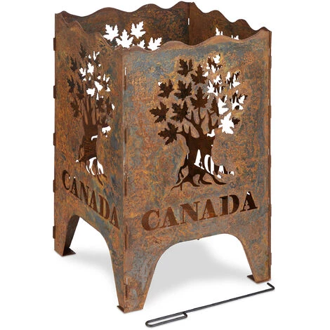 Relaxdays Brasero à Motifs, Panier à Feu XXL, HLP : 71,5x46x46 Cm, Acier Corten, Aspect Rouille, Pour Extérieur, Marron 4 Relaxdays Brasero à Motifs, Panier à Feu XXL, HLP : 71,5x46x46 Cm, Acier Corten, Aspect Rouille, Pour Extérieur, Marron – Image 2