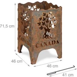 Relaxdays Brasero à Motifs, Panier à Feu XXL, HLP : 71,5x46x46 Cm, Acier Corten, Aspect Rouille, Pour Extérieur, Marron 11 Relaxdays Brasero à Motifs, Panier à Feu XXL, HLP : 71,5x46x46 Cm, Acier Corten, Aspect Rouille, Pour Extérieur, Marron -Chauffage d'extérieur Soldes 58968530 5