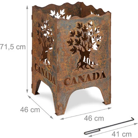 Relaxdays Brasero à Motifs, Panier à Feu XXL, HLP : 71,5x46x46 Cm, Acier Corten, Aspect Rouille, Pour Extérieur, Marron 7 Relaxdays Brasero à Motifs, Panier à Feu XXL, HLP : 71,5x46x46 Cm, Acier Corten, Aspect Rouille, Pour Extérieur, Marron – Image 5