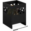 Relaxdays Brasero, Vasque Feu Avec Tisonnier Et Grille, HLP : 53,5 X 40 X 40 Cm, Foyer Feu Jardin Et Terrasse, Noir -Chauffage d'extérieur Soldes 58968552 1