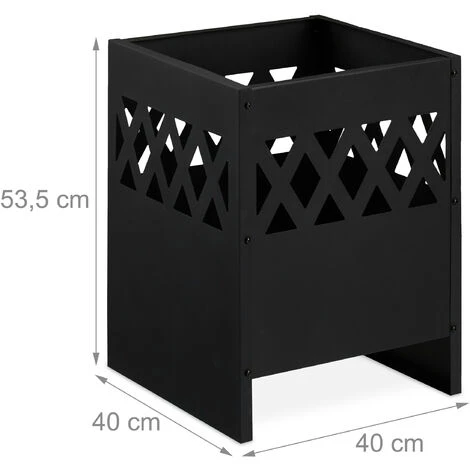 Relaxdays Brasero, Vasque Feu Avec Tisonnier Et Grille, HLP : 53,5 X 40 X 40 Cm, Foyer Feu Jardin Et Terrasse, Noir 7 Relaxdays Brasero, Vasque Feu Avec Tisonnier Et Grille, HLP : 53,5 X 40 X 40 Cm, Foyer Feu Jardin Et Terrasse, Noir – Image 5