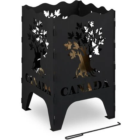Relaxdays Brasero à Motifs, Vasque Feu XL Carré, HLP: 71,5x46x46 Cm, Acier, Foyer à Feu Pour L’extérieur, Noir 3 Relaxdays Brasero à Motifs, Vasque Feu XL Carré, HLP: 71,5x46x46 Cm, Acier, Foyer à Feu Pour L’extérieur, Noir