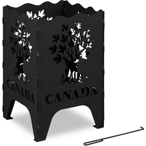 Relaxdays Brasero à Motifs, Vasque Feu XL Carré, HLP: 71,5x46x46 Cm, Acier, Foyer à Feu Pour L’extérieur, Noir 4 Relaxdays Brasero à Motifs, Vasque Feu XL Carré, HLP: 71,5x46x46 Cm, Acier, Foyer à Feu Pour L’extérieur, Noir – Image 2