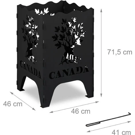 Relaxdays Brasero à Motifs, Vasque Feu XL Carré, HLP: 71,5x46x46 Cm, Acier, Foyer à Feu Pour L’extérieur, Noir 7 Relaxdays Brasero à Motifs, Vasque Feu XL Carré, HLP: 71,5x46x46 Cm, Acier, Foyer à Feu Pour L’extérieur, Noir – Image 5