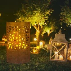 Relaxdays Brasero Avec Pare-étincelles, Tisonnier Et Grille De Foyer, Extérieur, H X D : 60x37 Cm, Acier Corten, Marron -Chauffage d'extérieur Soldes 58968566 3