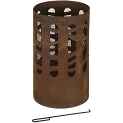 Relaxdays Brasero, Acier Corten, Grille Foyer, Tisonnier, Pare-étincelles, HxD: 60x37 Cm, Aspect Rouille, Jardin, Marron 8 Relaxdays Brasero, Acier Corten, Grille Foyer, Tisonnier, Pare-étincelles, HxD: 60x37 Cm, Aspect Rouille, Jardin, Marron -Chauffage d'extérieur Soldes 58968574 2