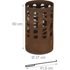 Relaxdays Brasero, Acier Corten, Grille Foyer, Tisonnier, Pare-étincelles, HxD: 60x37 Cm, Aspect Rouille, Jardin, Marron 11 Relaxdays Brasero, Acier Corten, Grille Foyer, Tisonnier, Pare-étincelles, HxD: 60x37 Cm, Aspect Rouille, Jardin, Marron -Chauffage d'extérieur Soldes 58968574 5