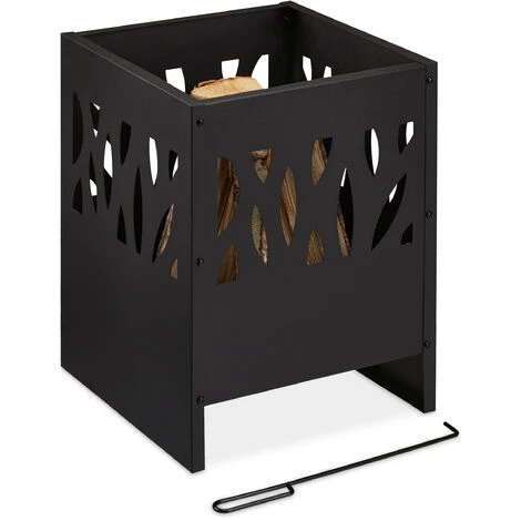 Relaxdays Brasero, Vasque Feu Avec Tisonnier Et Grille De Foyer, HLP: 53 X 40 X 40 cm, Pour Jardin Et Terrasse, Noir 3 Relaxdays Brasero, Vasque Feu Avec Tisonnier Et Grille De Foyer, HLP: 53 X 40 X 40 cm, Pour Jardin Et Terrasse, Noir