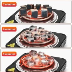 OUSUDELA Allume Charbon Électrique, 1000W Narguilé Briquet à Charbon Avec Thermostat 5 Positions, Protection Surchauffe, Plaque Chauffante Chicha Charbon Pour La Cuisine à La Maison Camping Barbecue -Chauffage d'extérieur Soldes 59207166 4