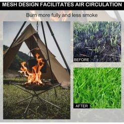 OUSUDELA Brasero Portable Pour Extérieur,Foyer Portatif,Foyer Extérieur,Foyer De Camping Avec Filet En Acier Inoxydable Enroulable Et Support Détachable Pour Le Camping En Plein Air Barbecue Beach Garden -Chauffage d'extérieur Soldes 59207248 2
